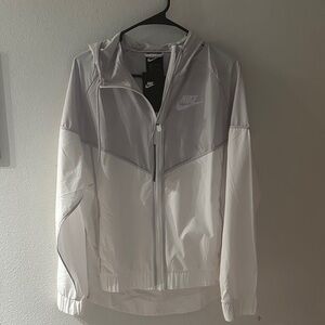 Nike White and Gray Hooded Jacket